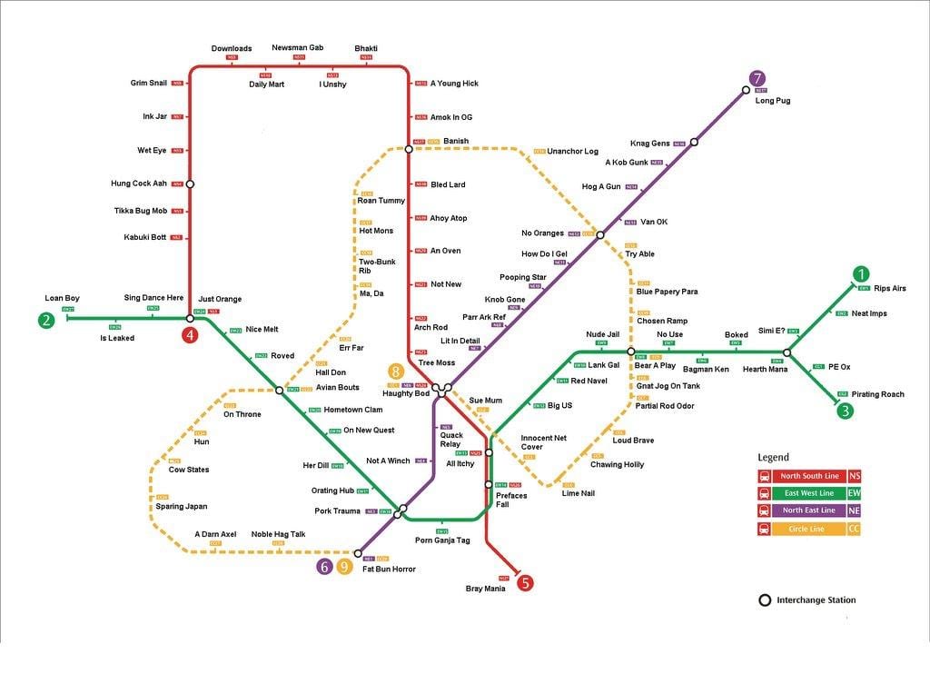 mrt station מפת סינגפור