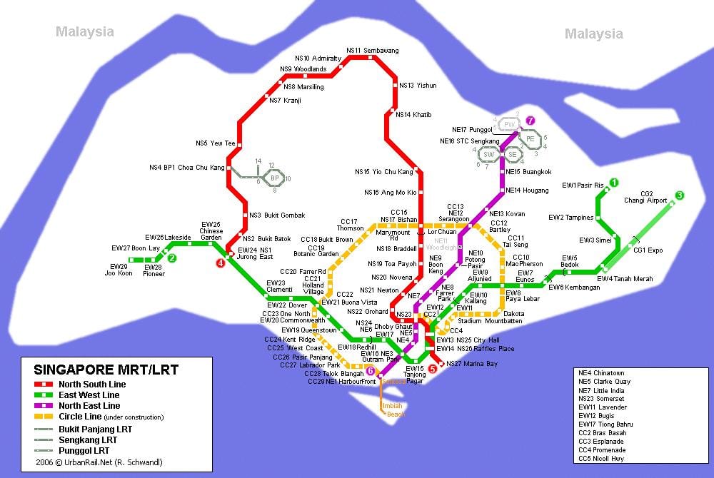 mtr המסלול מפת סינגפור