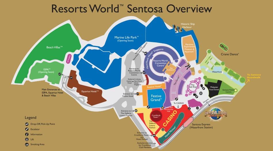 אתרי הנופש של העולם Sentosa מפה
