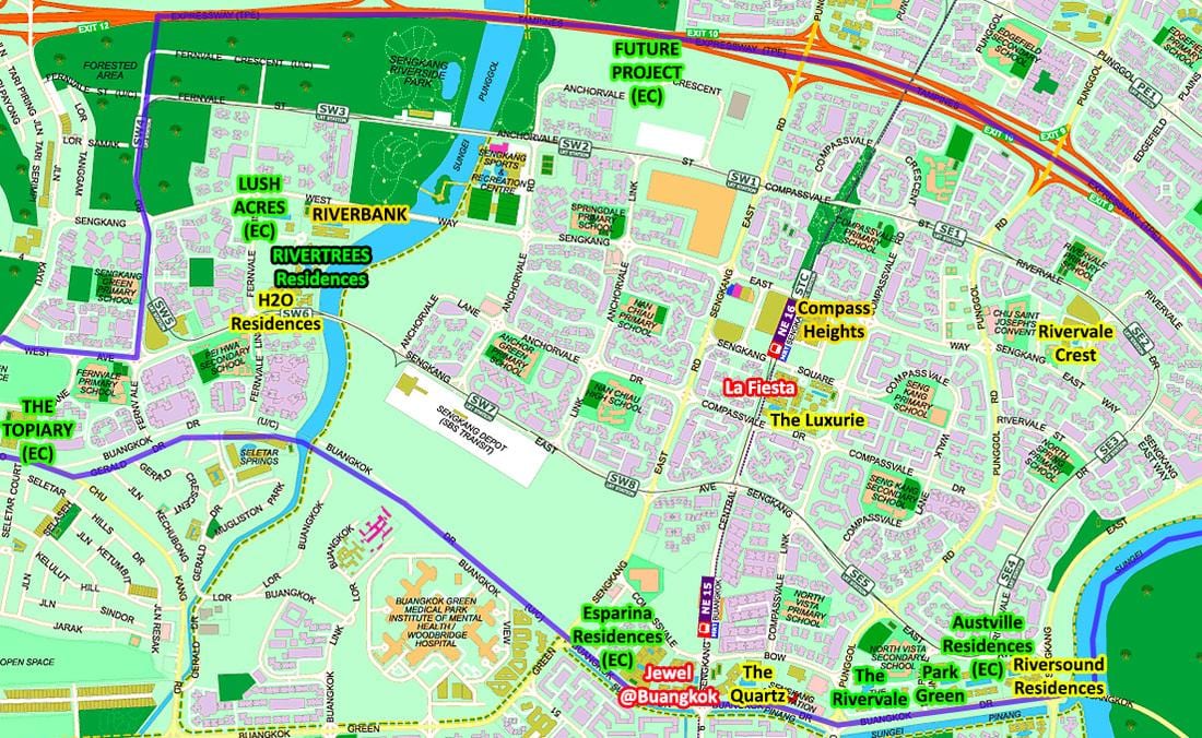 מפה של Sengkang סינגפור