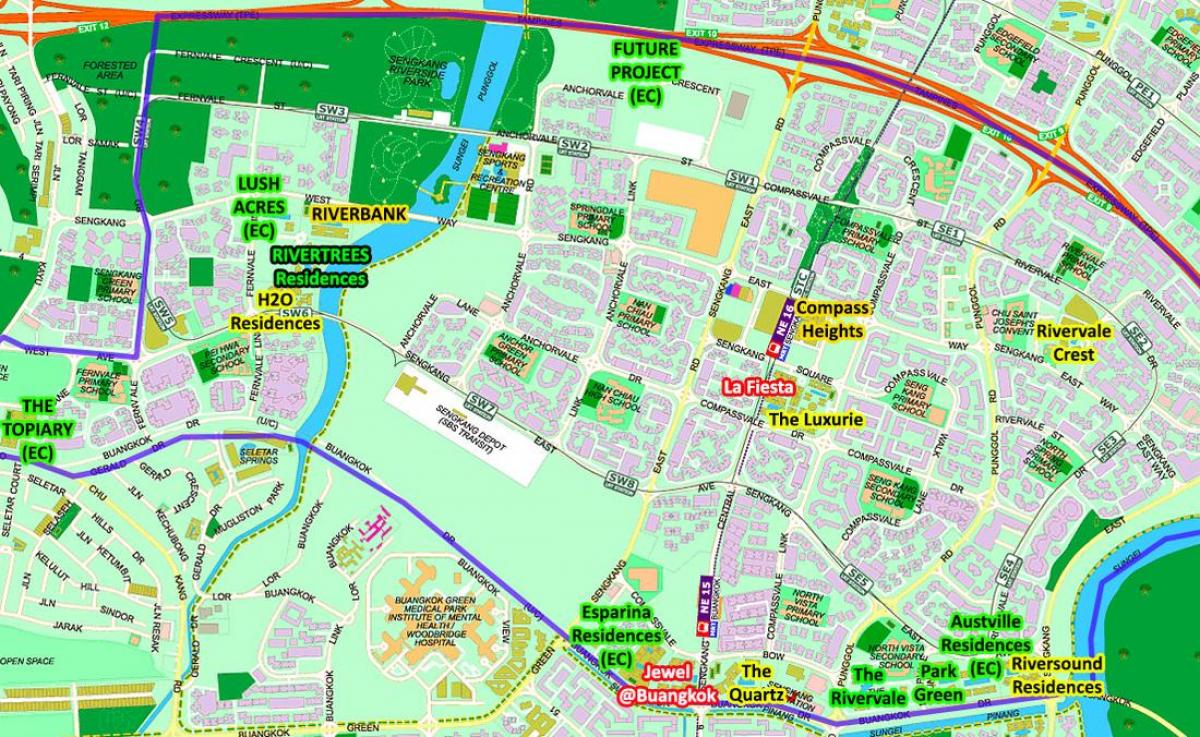 מפה של Sengkang סינגפור