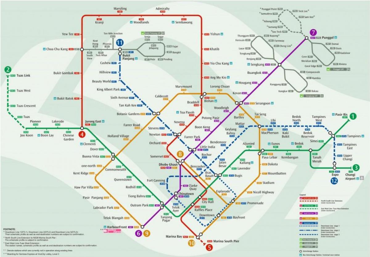 מפת הרכבת התחתית של סינגפור